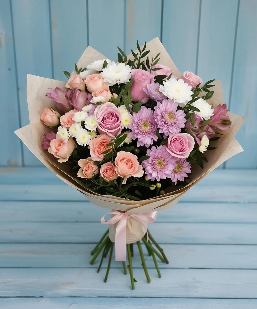 Букет цветов из: Хризантемы, Розы и Альстромерии в Бабушкине