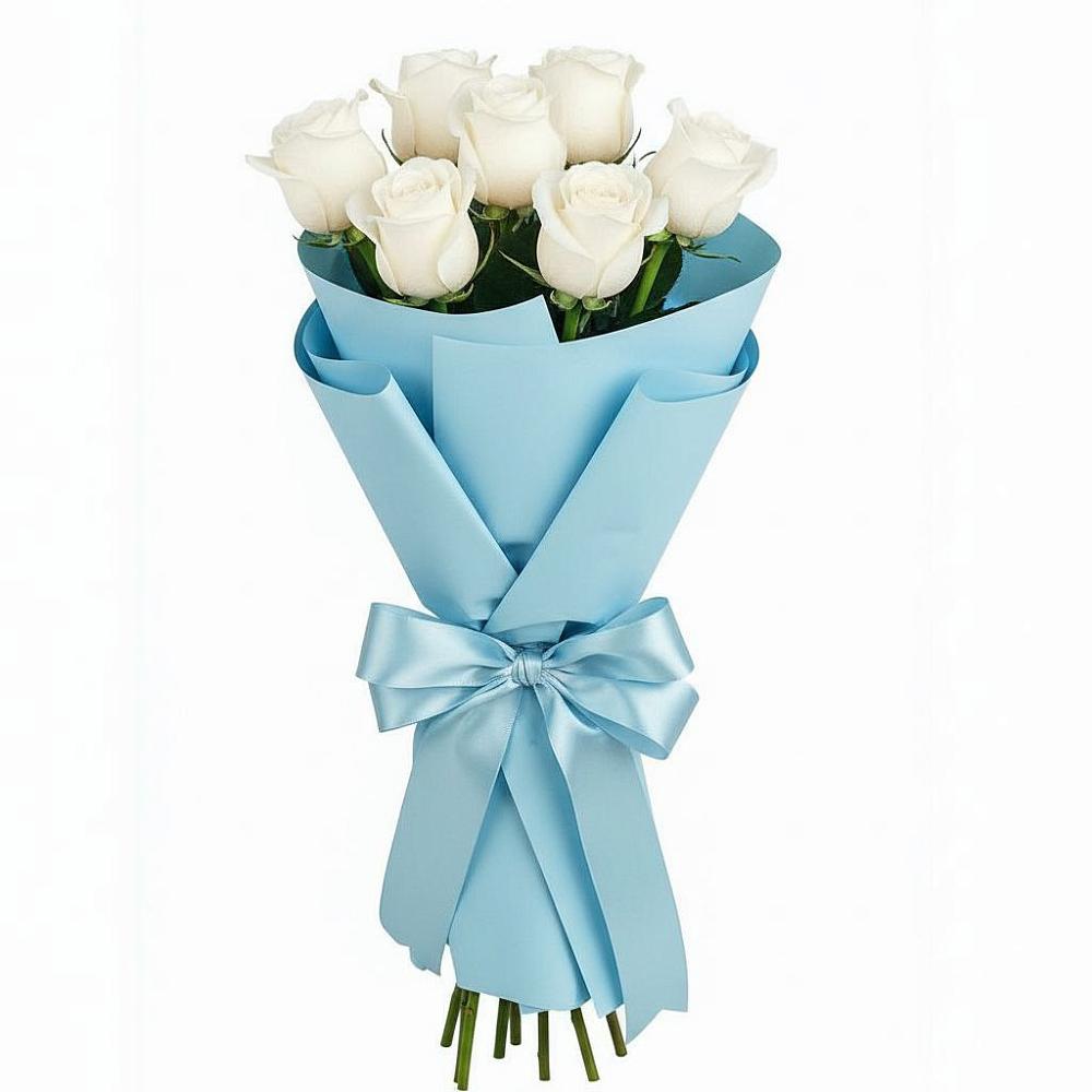 Букет 7 белых роз Проуд в Бабушкине