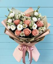 Букет цветов из:  Розы, Альстромерии и Лизиантусы в Бабушкине
