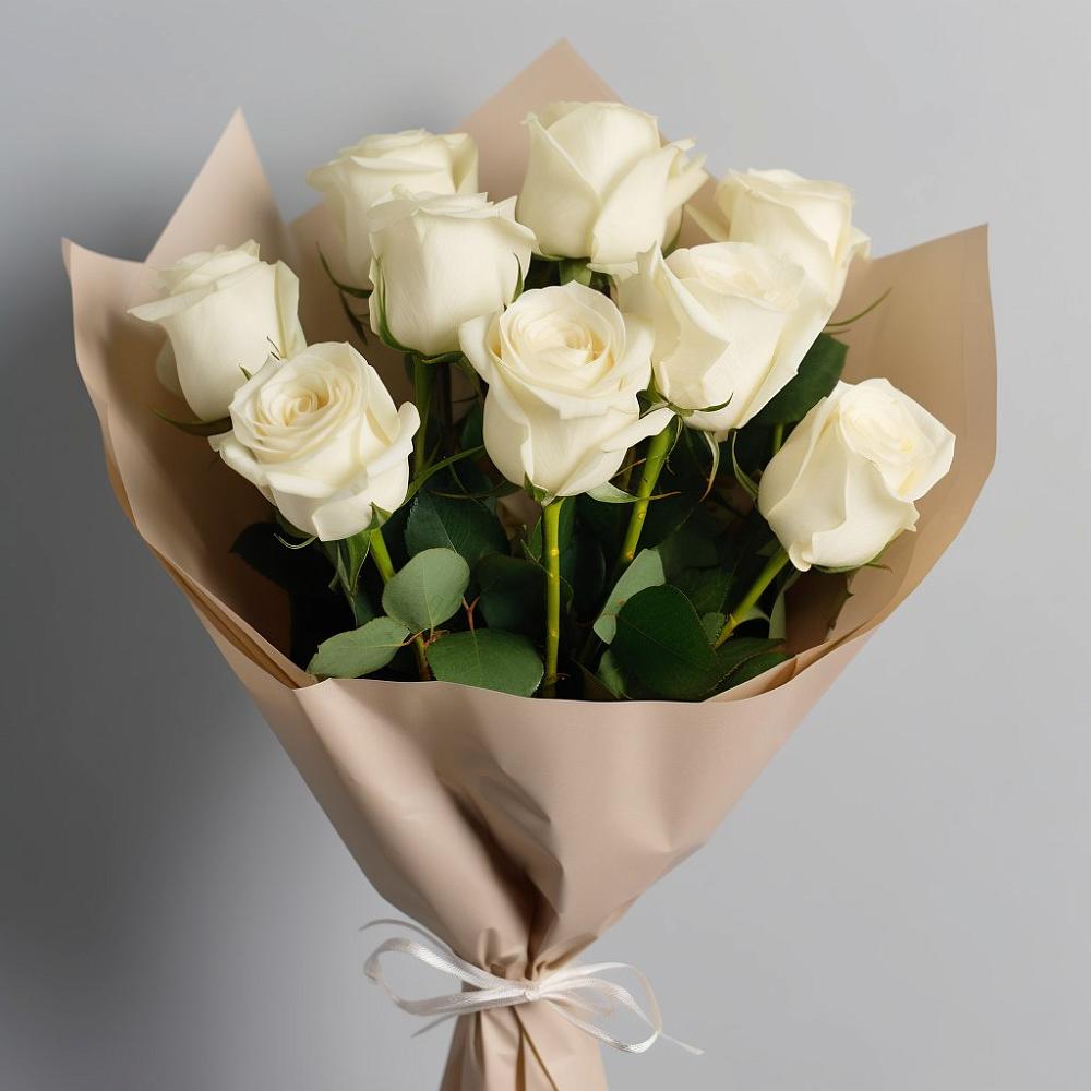Букет 9 Белых роз Эдлесс Лав в Бабушкине
