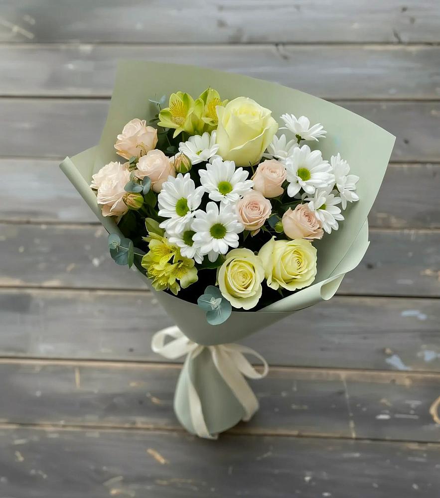 Букет цветов из: Альстромерии, Розы и Хризантемы в Бабушкине