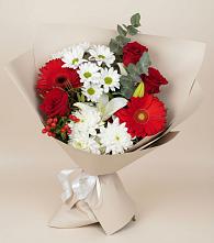 Букет цветов из:  Розы, Хризантемы, Герберы и Лилии в Бабушкине