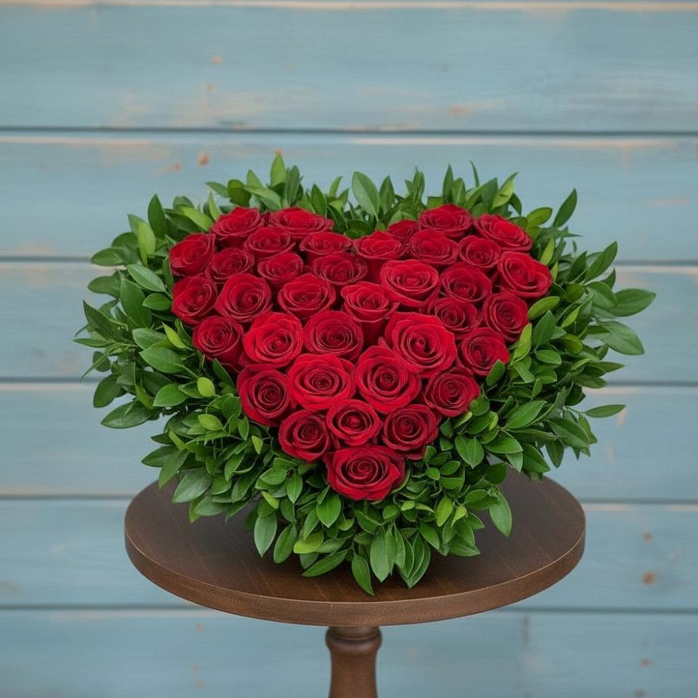 Цветочная композиция из Розы в виде сердца в Бабушкине