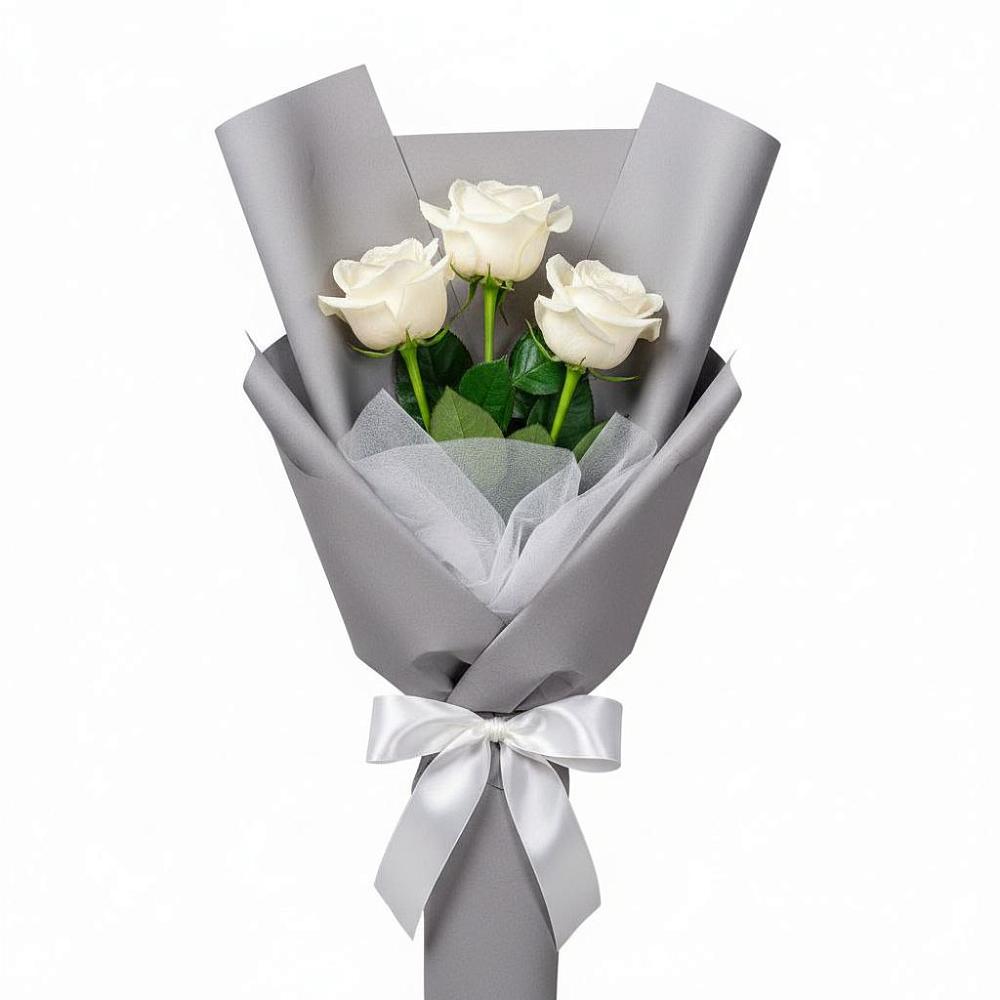 Букет 3 белые розы в Бабушкине