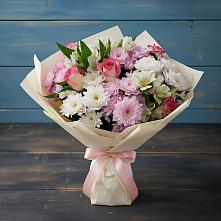 Букет цветов из:  Хризантемы, Альстромерии и Розы в Бабушкине