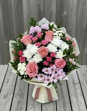 Букет цветов из:  Альстромерии, Гвоздики, Розы и Хризантемы в Бабушкине