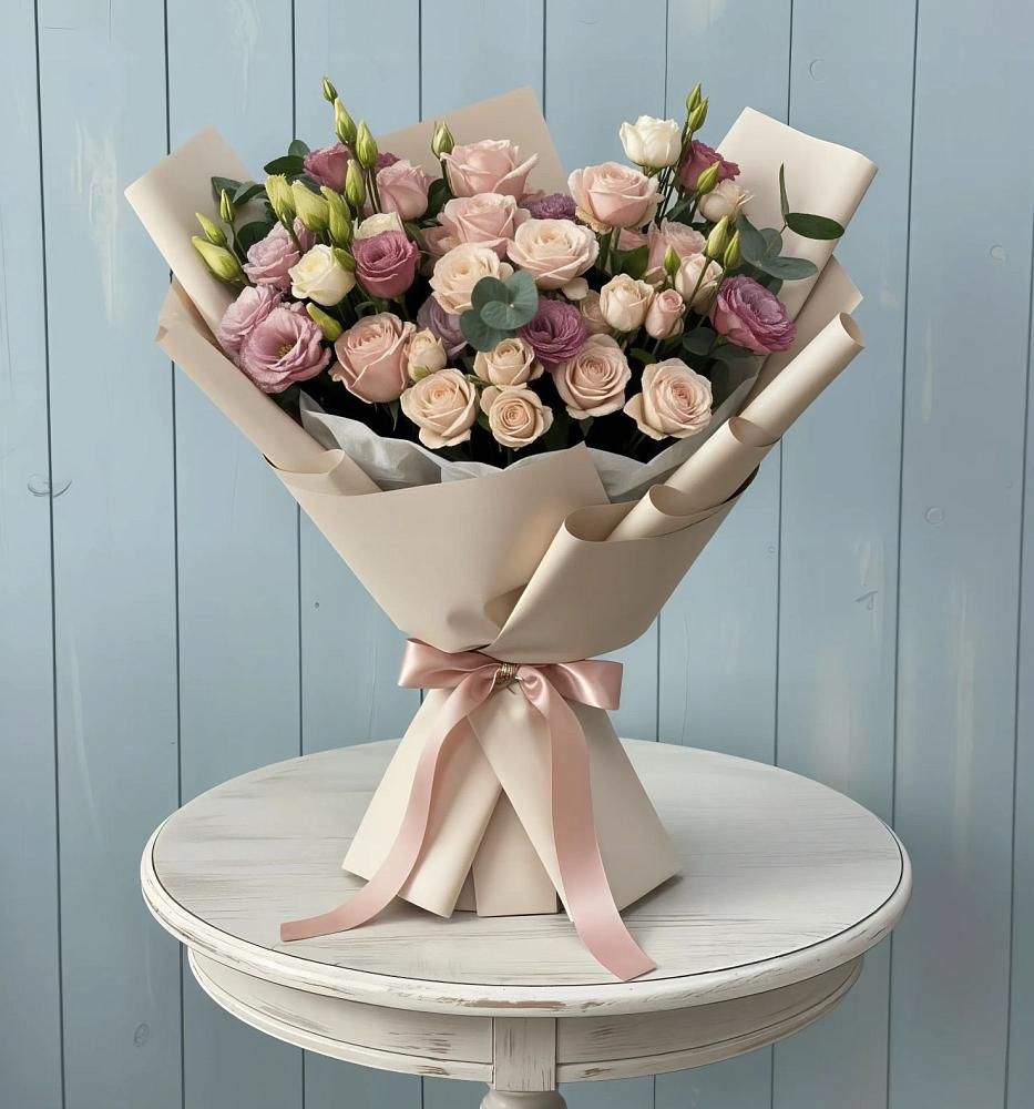 Букет цветов из: Розы и Лизиантусы в Бабушкине