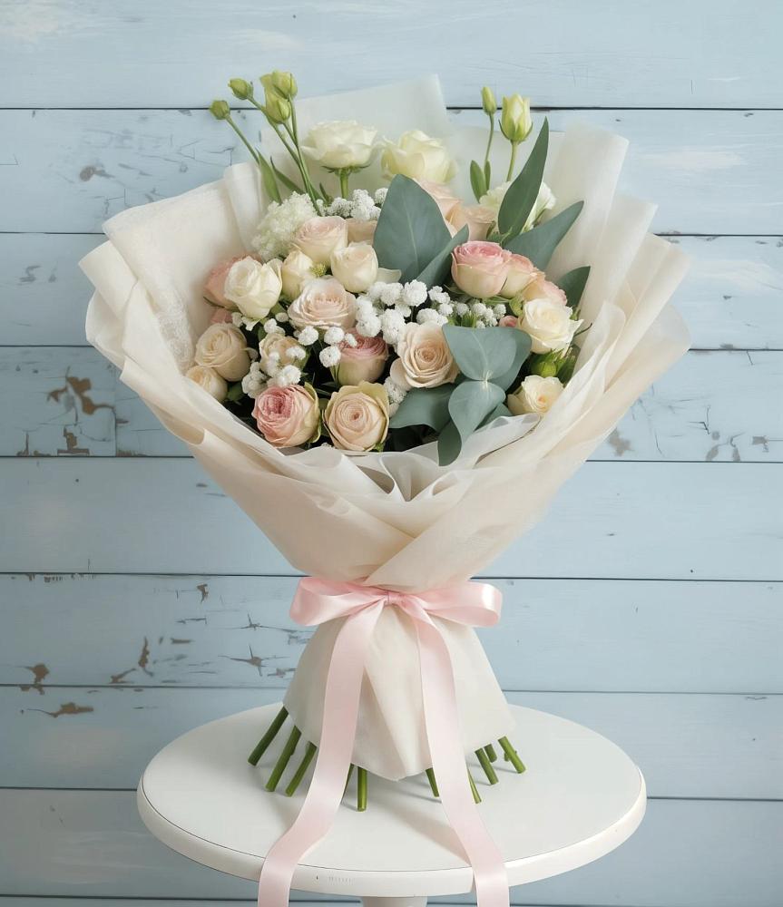 Букет цветов из: Розы и Лизиантусы в Бабушкине