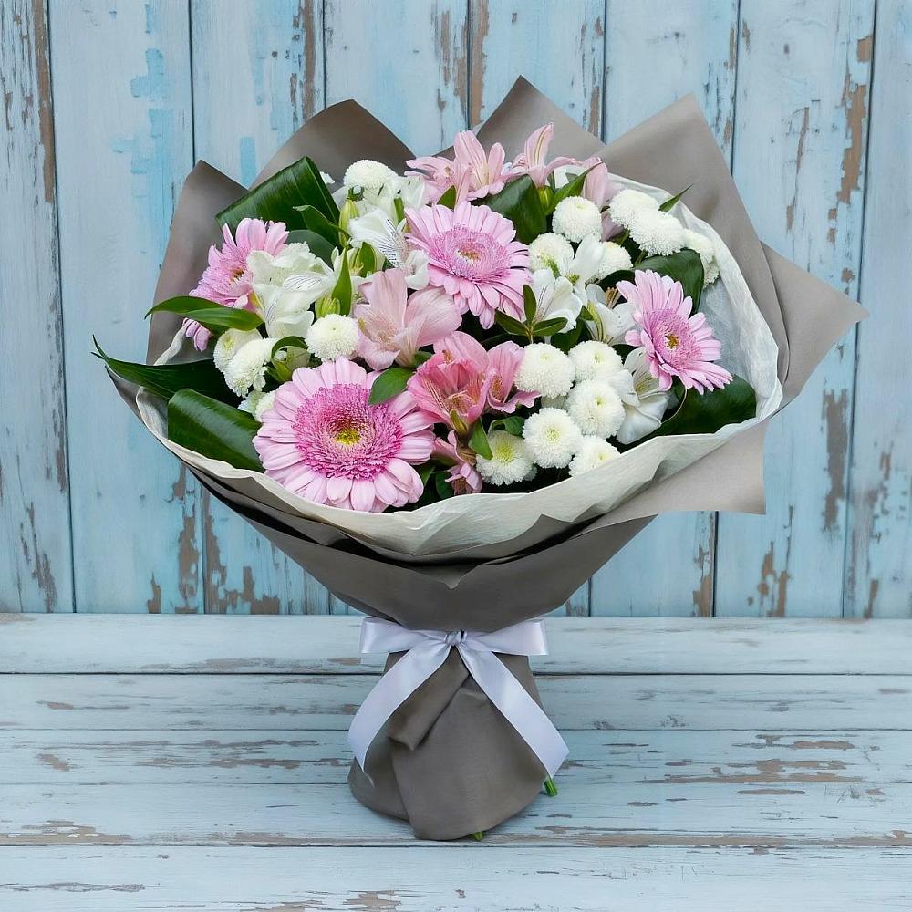 Букет цветов из: Герберы, Альстромерии и Хризантемы в Бабушкине