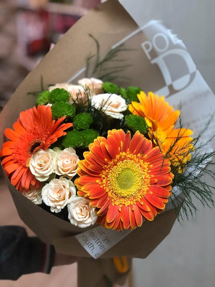 Букет цветов из: Герберы, Хризантемы и Розы в Бабушкине